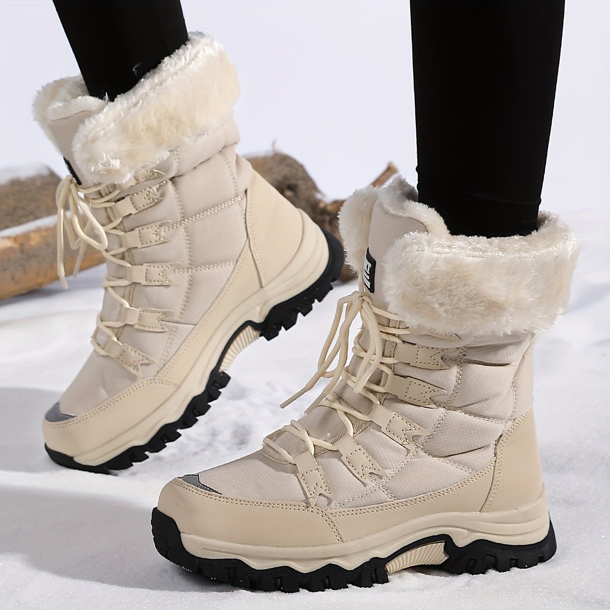 Women's winter boots featuring a soft lining and non-slip sole, designed for durability and comfort in cold weather outdoor activities. 1