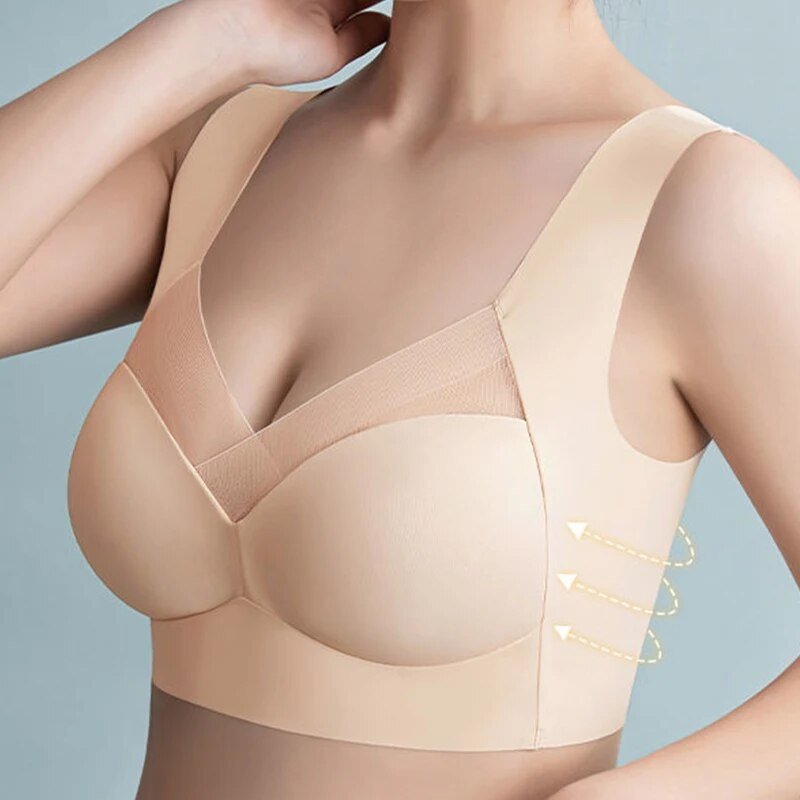 Women's Wireless Bra with Gentle Support for Everyday Wear – Comfortable Fit in Dark Blue, Black, Beige, Pink, Blue 4