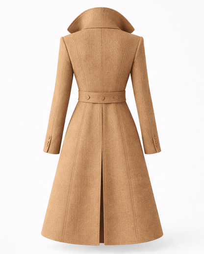 Women's wool coat featuring a classic folded collar, designed for tailored winter styling and versatility in cold weather fashion. 5