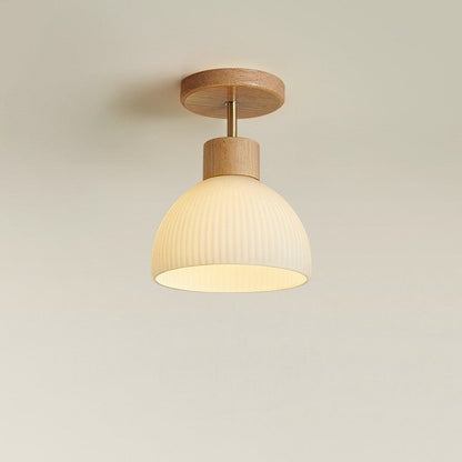Wooden ceiling lamp featuring a Scandinavian design with LED light emitting a warm white glow, measuring Ø46cm. 3