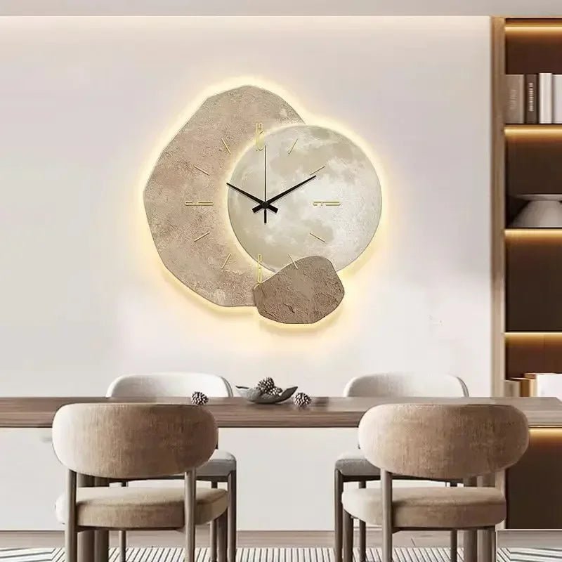 Wooden wall clock with a natural design, measuring 35 cm, featuring quiet operation for a serene environment, perfect for home decor. 3