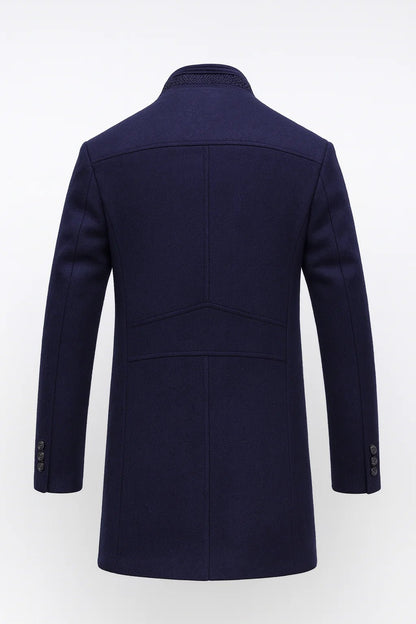 Wool blend overcoat for men with a modern tailored fit, featuring a wrinkle-resistant finish, perfect for stylish winter wear. 4