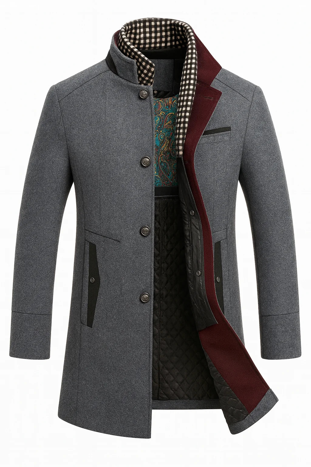 Wool blend overcoat for men with a modern tailored fit, featuring a wrinkle-resistant finish, perfect for stylish winter wear. 3