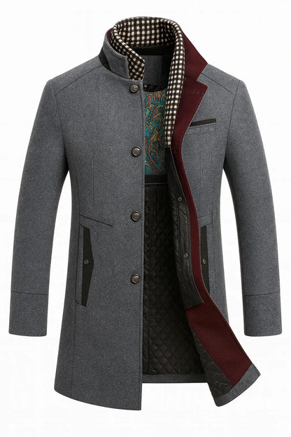 Wool blend overcoat for men with a modern tailored fit, featuring a wrinkle-resistant finish, perfect for stylish winter wear. 3